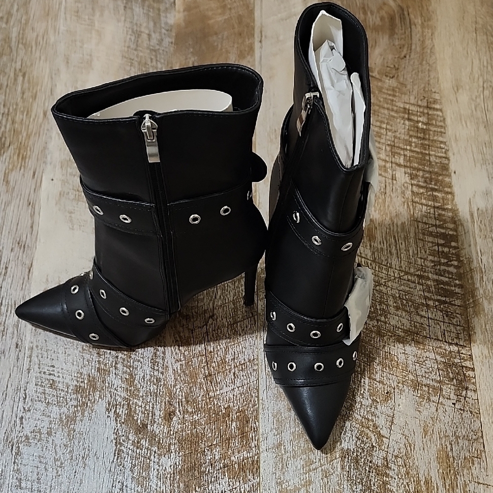 Black Leather Ankle Boots - Picture 3 of 10